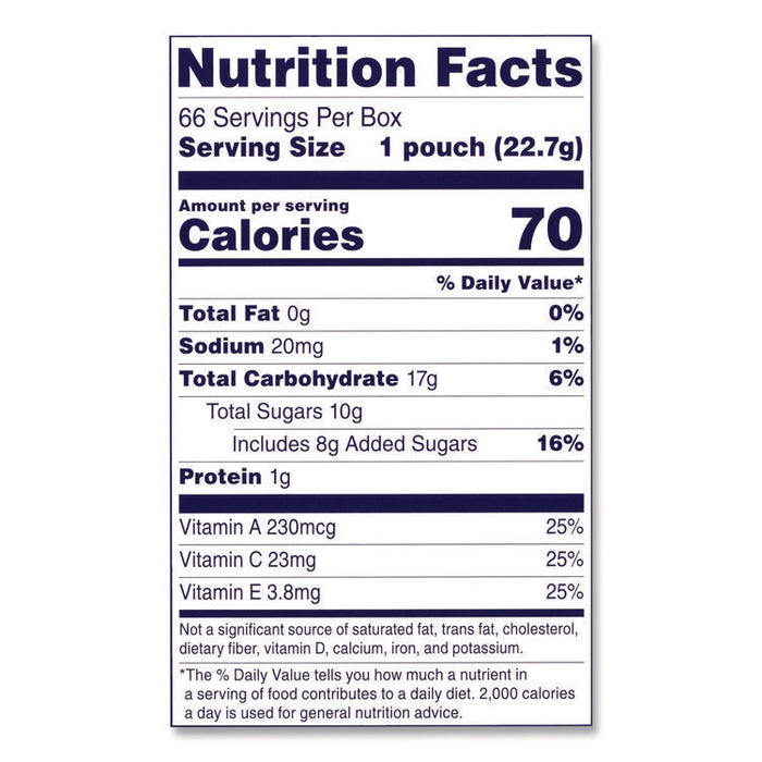 Fruit Snacks, Mixed Fruit, 0.8 oz Pouch, 66 Pouches/Box