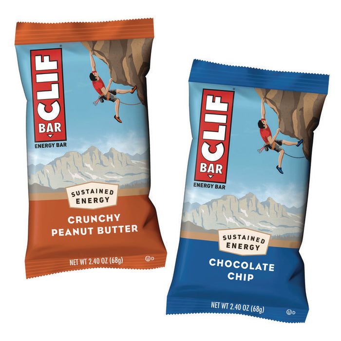 Energy Bar, Variety Pack, Chocolate Chip/Crunchy Peanut Butter, 2.4 oz, 20/Box