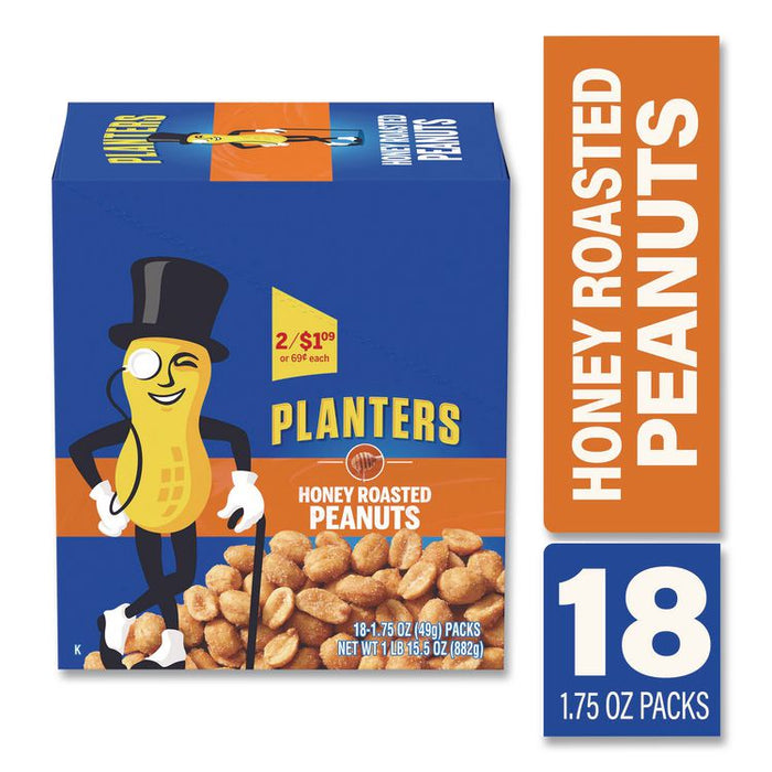 Honey Roasted Peanuts, 1.75 oz Tube, 18/Box
