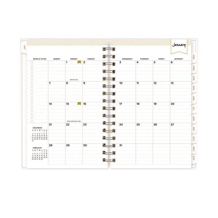 Day Designer Navy Stripe Daily/Monthly Planner, Horizontal Stripe Artwork, 8 x 5, Navy/White Cover, 12-Month (Jan-Dec): 2026
