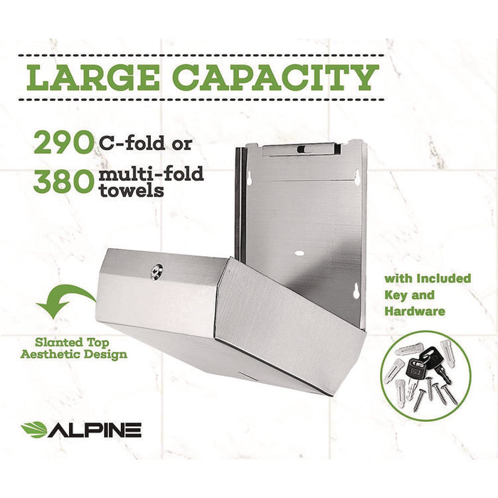 Horizontal C-Fold/Multi-Fold Paper Towel Dispenser, 10.2 x 4 x 11.2, Brushed Nickel
