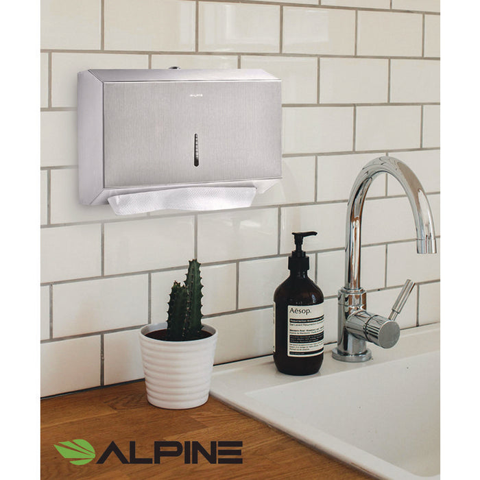 Horizontal C-Fold/Multi-Fold Paper Towel Dispenser, 7.08 x 3.93 x 10.82, Brushed Nickel
