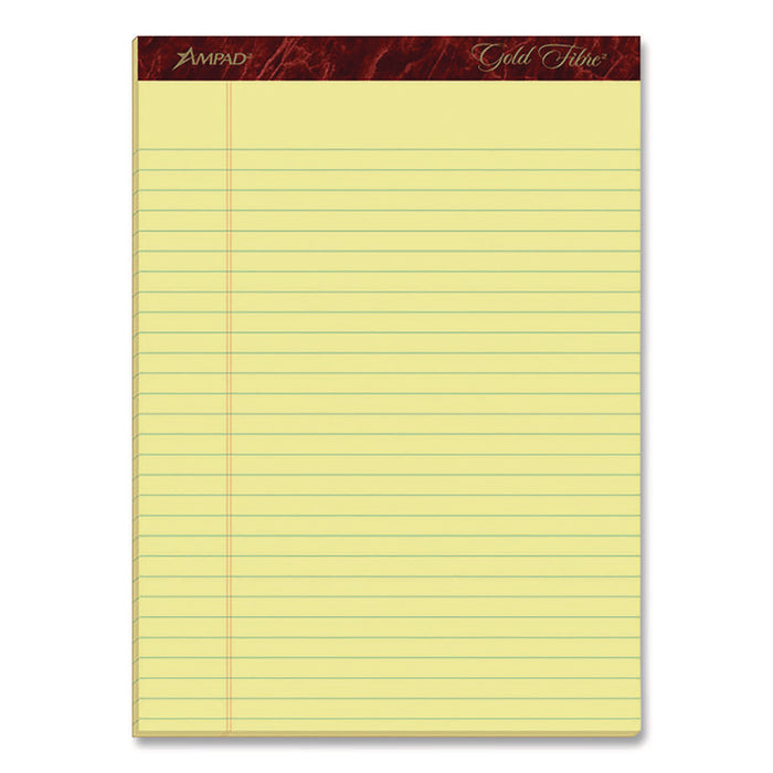 Gold Fibre Writing Pads, Wide/Legal Rule, (50) Canary Yellow 8.5 x 11 Sheets, 4/Pack