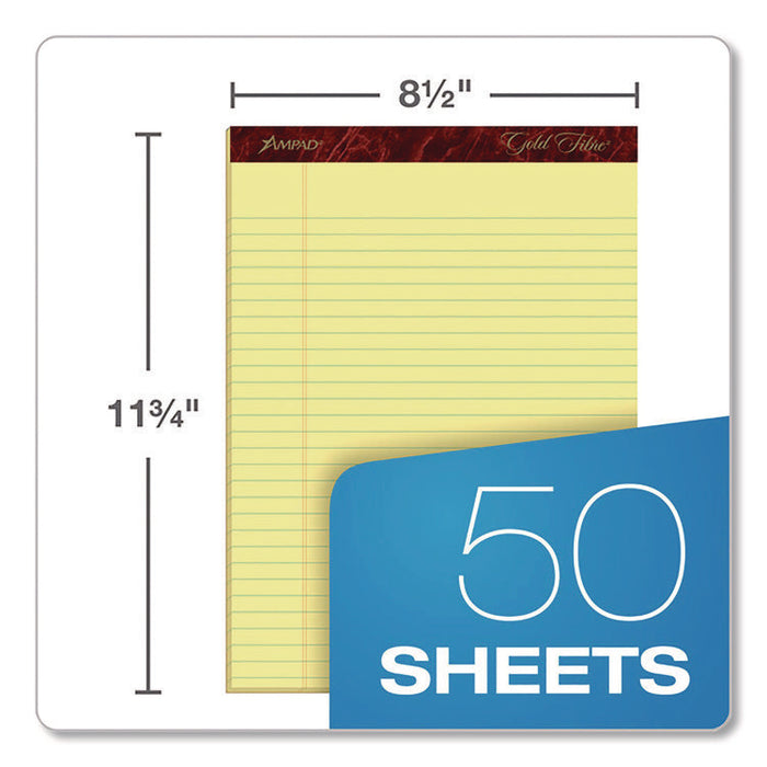 Gold Fibre Writing Pads, Wide/Legal Rule, (50) Canary Yellow 8.5 x 11 Sheets, 4/Pack