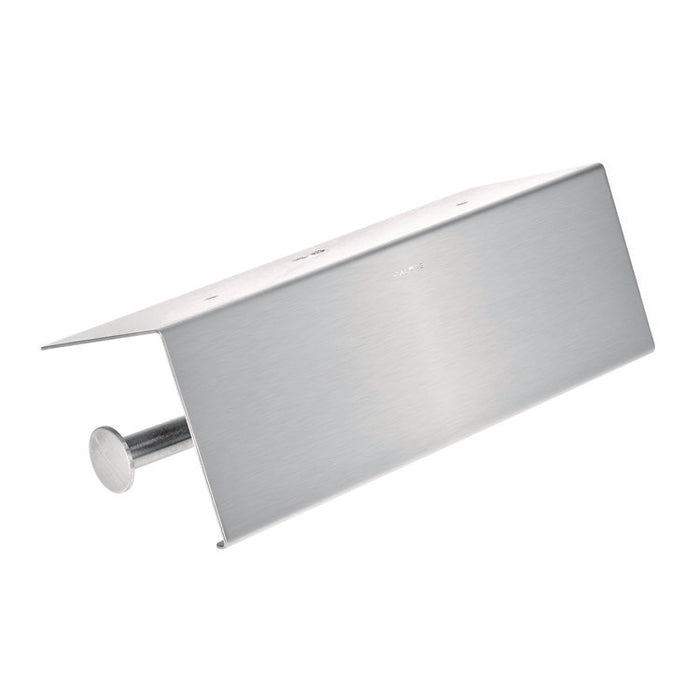 Double Post Toilet Paper Holder with Shelf Storage Rack, 3.87 x 10.5 x 3.95, Brushed Stainless Steel