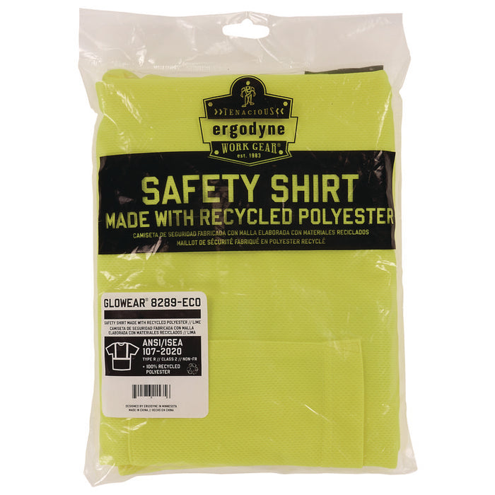 GloWear 8289-ECO Class 2 Recycled Hi-Vis T-Shirt, 3X-Large, Lime