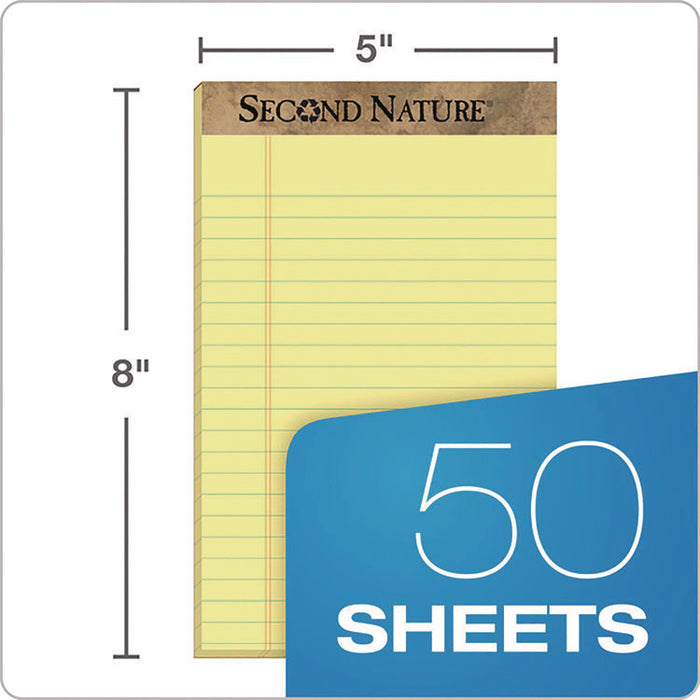 Second Nature Recycled Ruled Pads, Narrow Rule, (50) Canary Yellow 5 x 8 Sheets, Dozen