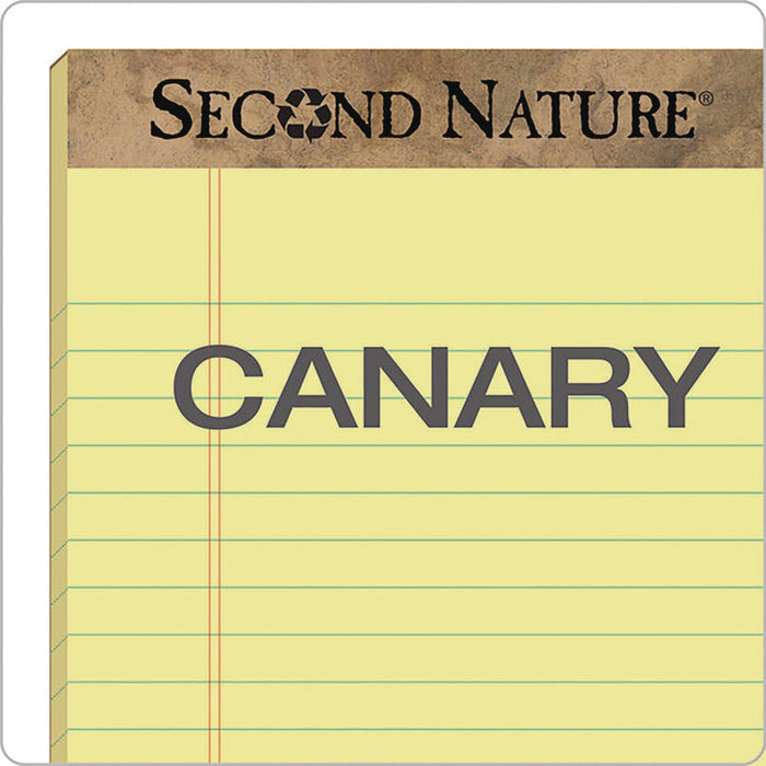 Second Nature Recycled Ruled Pads, Narrow Rule, (50) Canary Yellow 5 x 8 Sheets, Dozen
