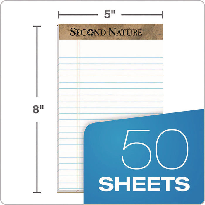 Second Nature Recycled Ruled Pads, Narrow Rule, (50) White 5 x 8 Sheets, Dozen