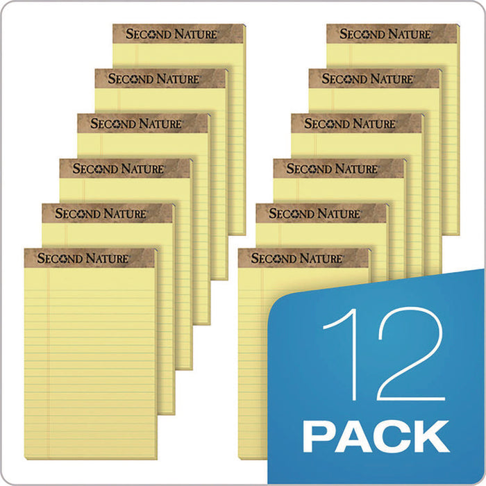 Second Nature Recycled Ruled Pads, Narrow Rule, (50) Canary Yellow 5 x 8 Sheets, Dozen