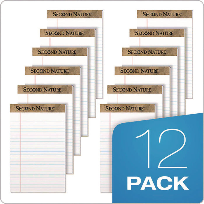 Second Nature Recycled Ruled Pads, Narrow Rule, (50) White 5 x 8 Sheets, Dozen
