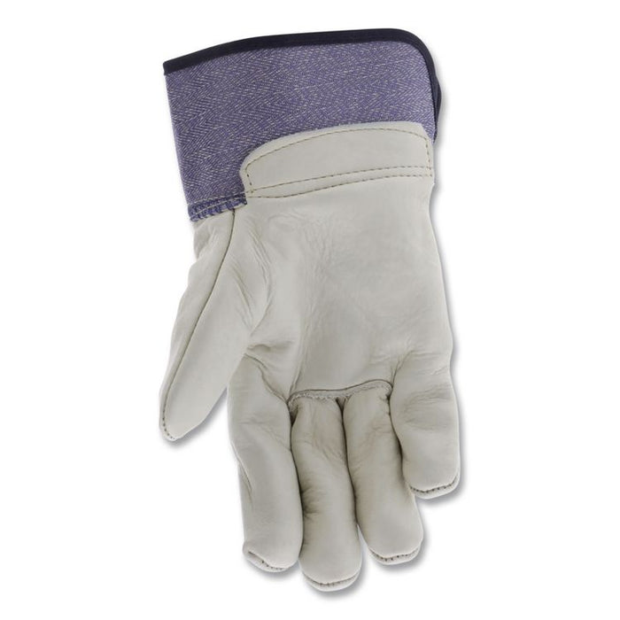 Mustang Leather Palm Gloves, Gunn Cut, Wing Thumb, Large, Blue/Cream, 12 Pairs