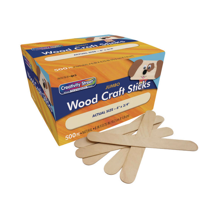 Natural Wood Craft Sticks, 6 x 0.75, 500/Box