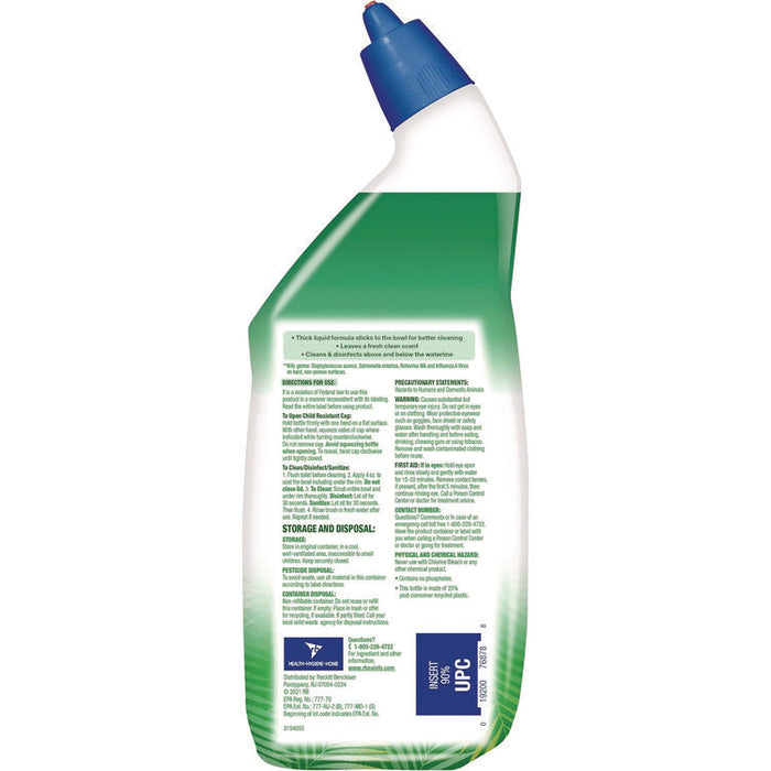 Cling and Fresh Toilet Bowl Cleaner, Forest Rain Scent, 24 oz Angle-Neck Bottle, 2/Pack, 4 Packs/Carton