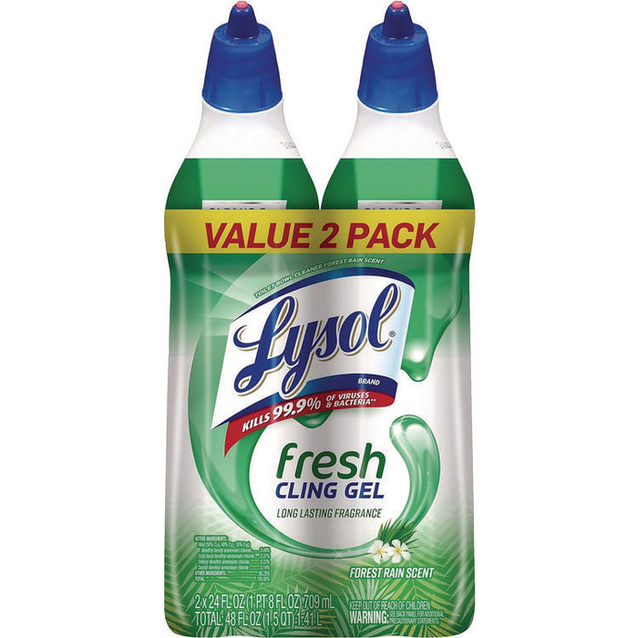 Cling and Fresh Toilet Bowl Cleaner, Forest Rain Scent, 24 oz Angle-Neck Bottle, 2/Pack, 4 Packs/Carton