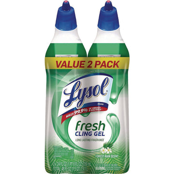Cling and Fresh Toilet Bowl Cleaner, Forest Rain Scent, 24 oz Angle-Neck Bottle, 2/Pack