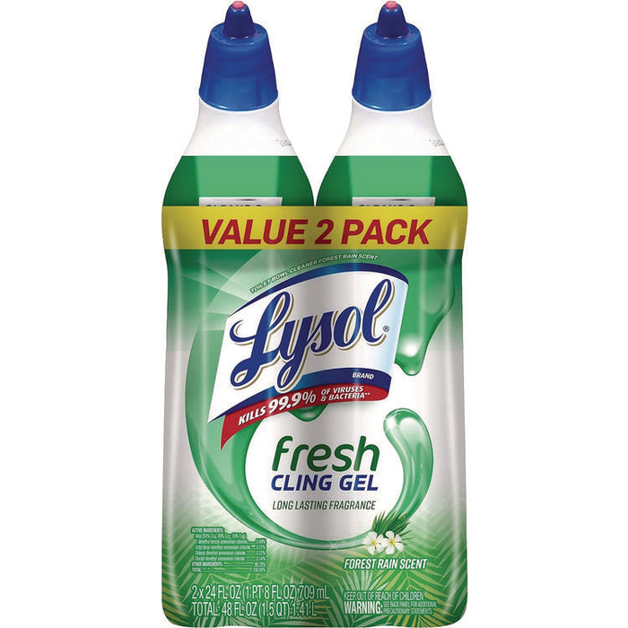 Cling and Fresh Toilet Bowl Cleaner, Forest Rain Scent, 24 oz Angle-Neck Bottle, 2/Pack