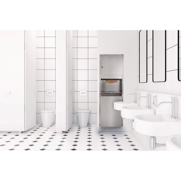 Stainless Steel Recessed Paper Towel Dispenser with Waste Receptacle, 56 x 4 x 17
