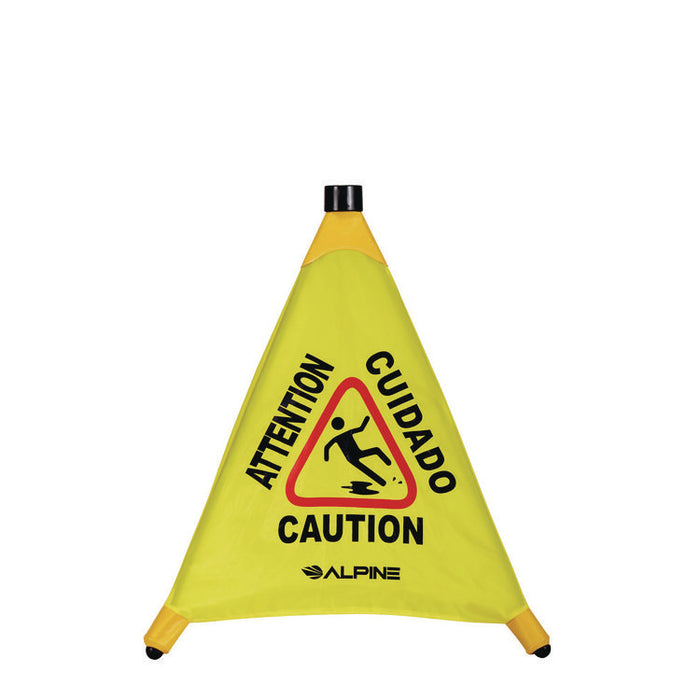 Tri-fold Multi-Lingual Pop-Up Wet Floor Sign, 2.95 x 2.55 x 22.24, Yellow