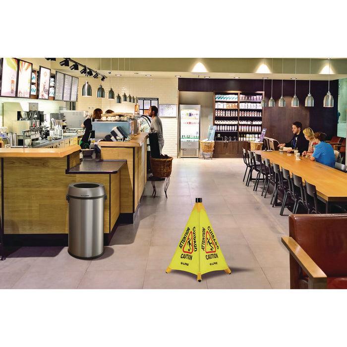 Tri-fold Multi-Lingual Pop-Up Wet Floor Sign, 2.95 x 2.55 x 22.24, Yellow