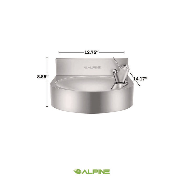 Wall-Mounted Indoor/Outdoor Water Fountain, Single-Level, Non-Filtered, Non-Refrigerated, Silver