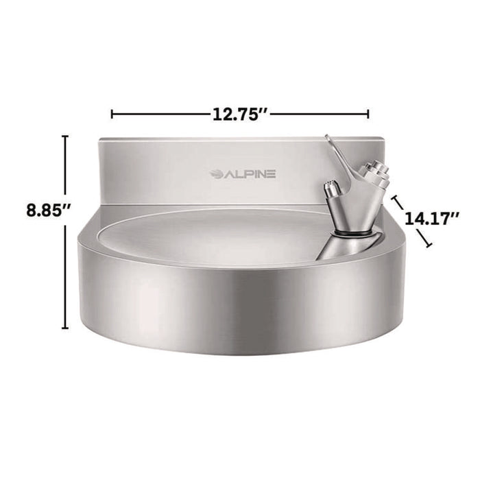 Wall-Mounted Indoor/Outdoor Water Fountain, Single-Level, Non-Filtered, Non-Refrigerated, Silver