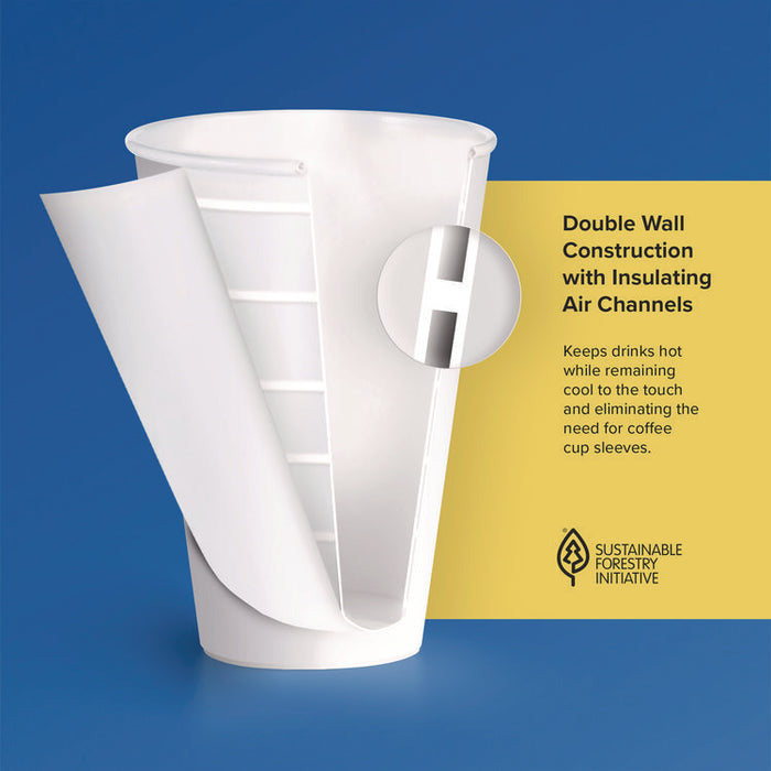 Thermoguard Insulated Paper Hot Cups, 12 oz, White Sustainable Forest Design, 600/Carton