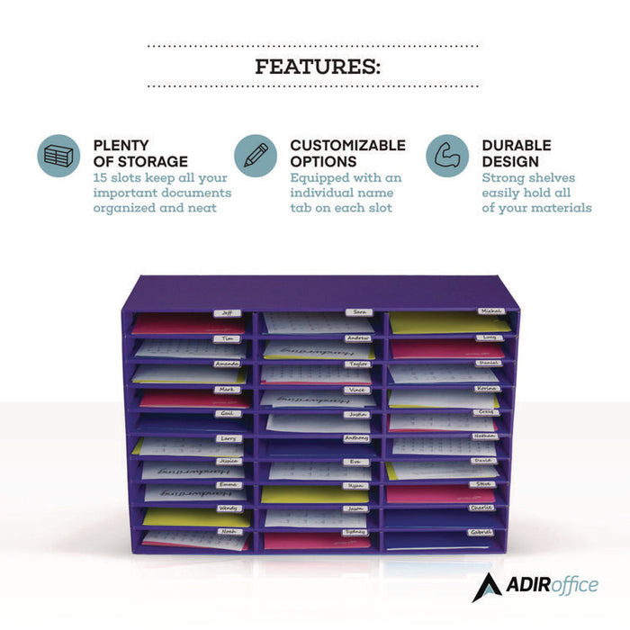 File Classroom Literature Organizer, 30 Sections, Letter Size, 32 x 13 x 21, Purple
