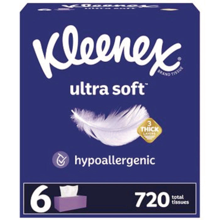Ultra Soft Facial Tissue, 3-Ply, White, 120 Sheets/Box, 6 Boxes/Pack, 4 Packs/Carton