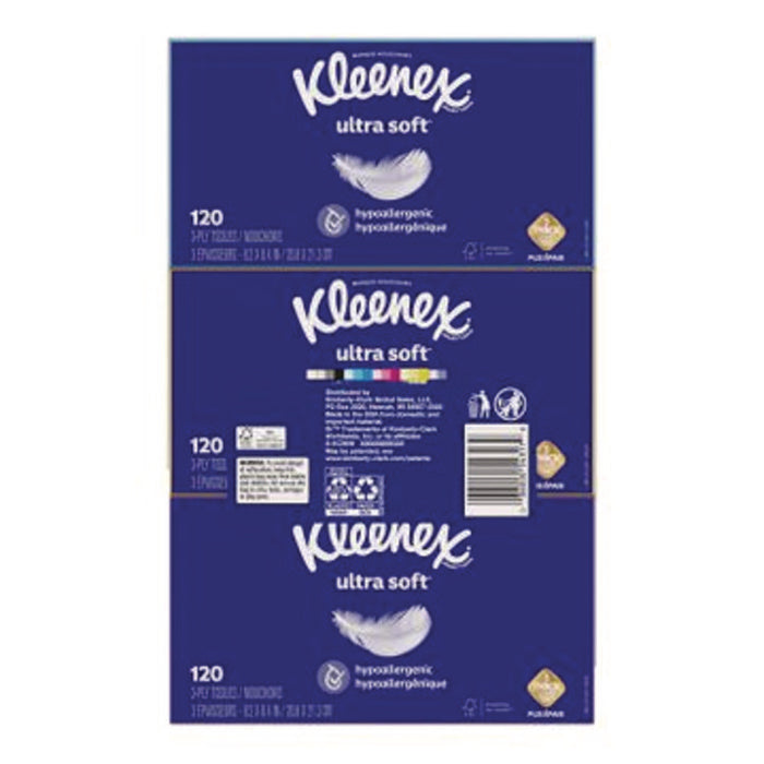 Ultra Soft Facial Tissue, 3-Ply, White, 120 Sheets/Box, 6 Boxes/Pack, 4 Packs/Carton