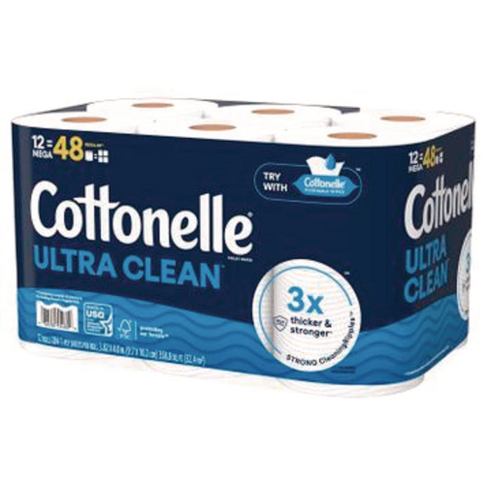 Ultra CleanCare Toilet Paper, Strong Bath Tissue, Septic Safe, 1-Ply, White, 284 Sheets/Roll, 12 Rolls/Pack, 4 Packs/Carton