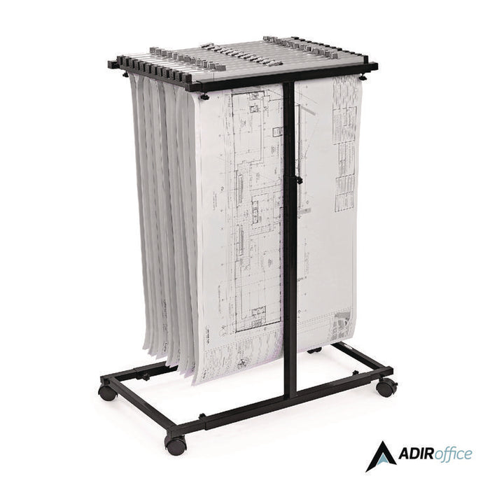 Blueprint Storage Cabinet Steel Vertical Plan Center, Assorted Document Sizes,15" x 27" to 47.25" x 32.5" to 57", Black