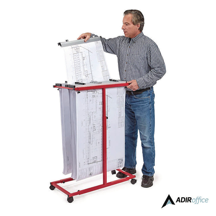 Blueprint Storage Cabinet Steel Vertical Plan Center, Assorted Document Sizes, 15" x 27" to 47.25" x 32.5" to 57", Red