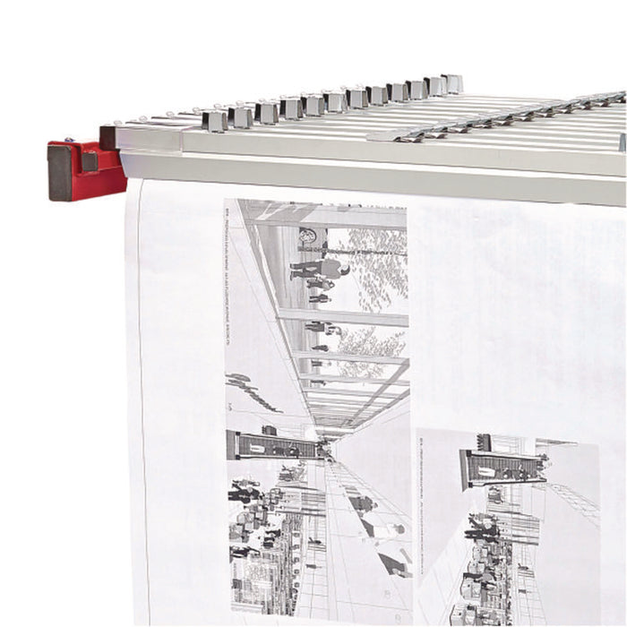 Expandable Blueprint Storage Cabinet Mobile Plan Center, Assorted Document Sizes, 20.5" x 28" to 46.5" x 50.75", Red