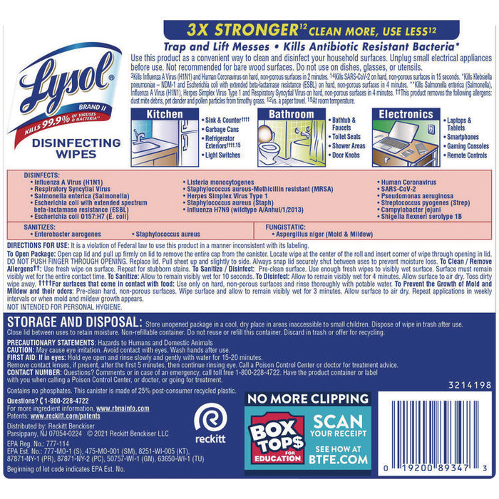 Disinfecting Wipes, 1-Ply, 7 x 7.25, Early Morning Breeze, White, 80 Wipes/Canister, 6 Canisters/Carton
