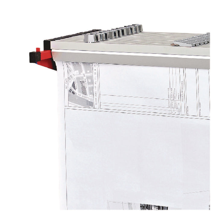 Drop Lift Blueprint Storage Wall Rack, Assorted Document Sizes Accommodated, 7.9" x 1.2" x 7.1", Red