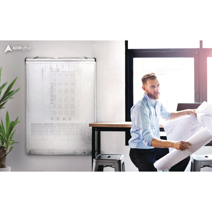 Drop Lift Blueprint Storage Wall Rack, Assorted Document Sizes Accommodated, 7.9" x 1.2" x 7.1", White