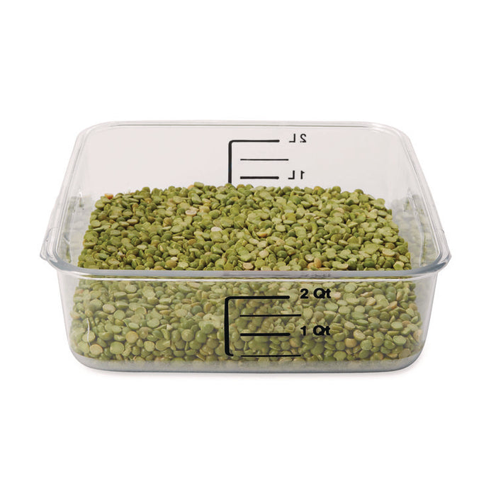 SpaceSaver Square Containers, 2 qt, 8.8 x 8.75 x 2.7, Clear, Plastic