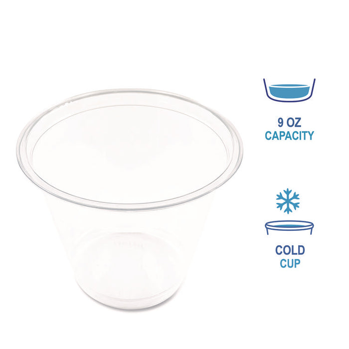 Clear Plastic PET Cups, Squat, 9 oz, 1,000/Carton