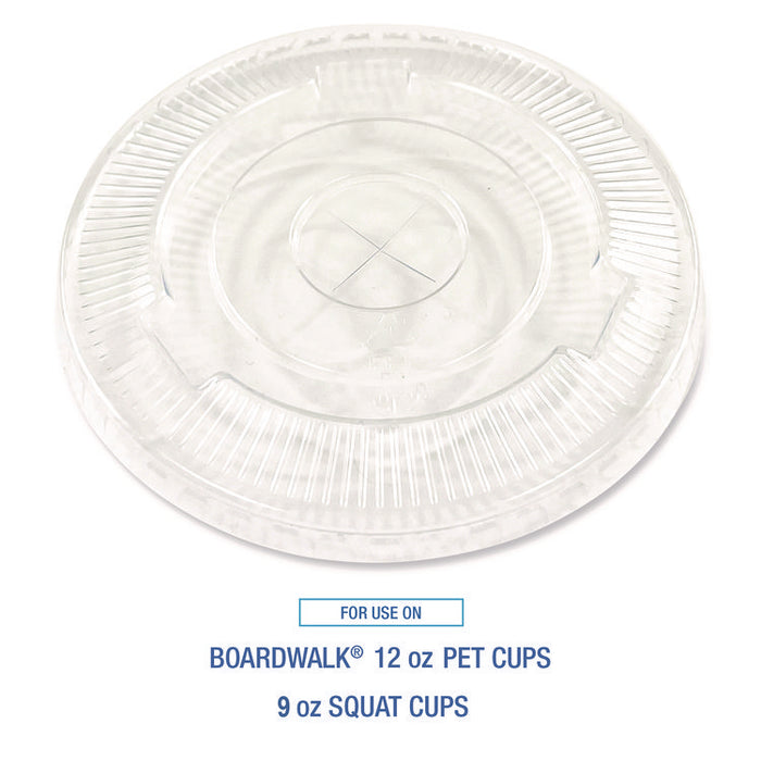 PET Cold Cup Straw-Slot Lids, Fits 9 oz Squat/12 oz Cold Cups, Plastic, Clear, 100/Pack