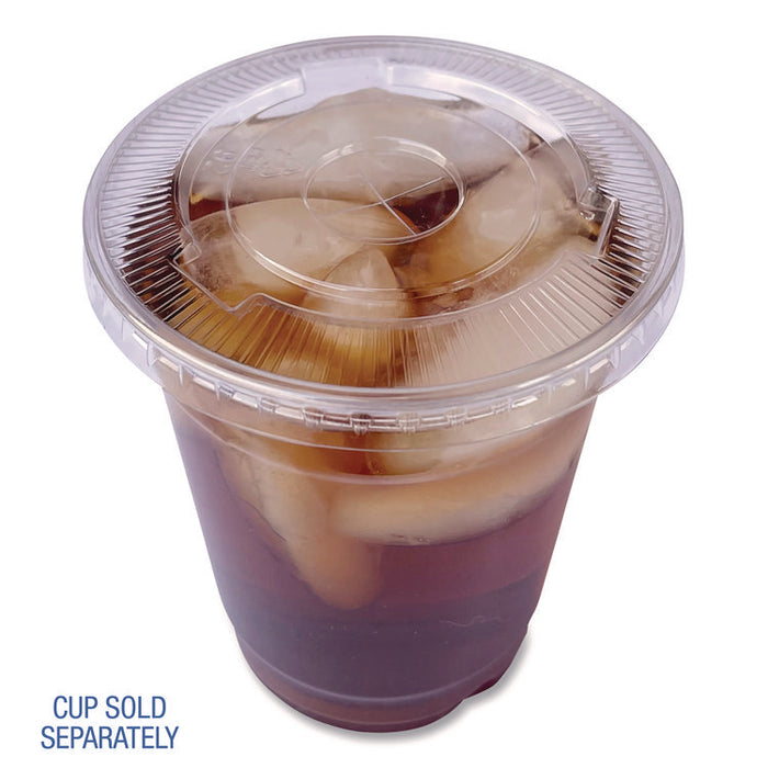 PET Cold Cup Straw-Slot Lids, Fits 9 oz Squat/12 oz Cold Cups, Plastic, Clear, 100/Pack