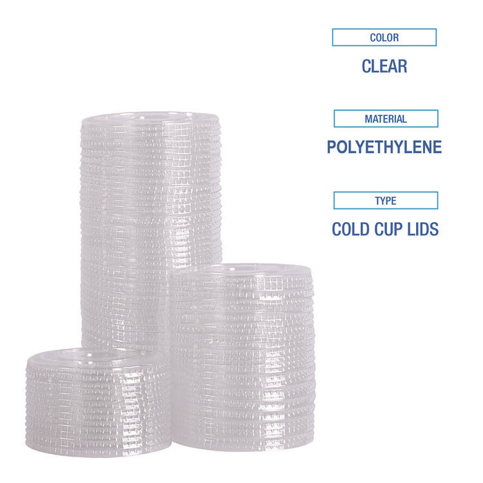 PET Cold Cup Straw-Slot Lids, Fits 9 oz Squat/12 oz Cold Cups, Plastic, Clear, 1,000/Carton
