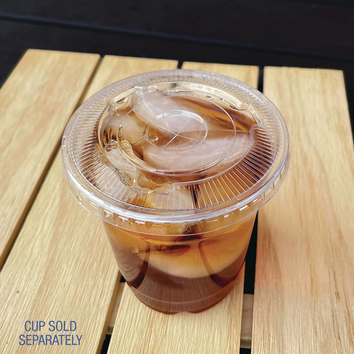 PET Cold Cup Straw-Slot Lids, Fits 9 oz Squat/12 oz Cold Cups, Plastic, Clear, 1,000/Carton