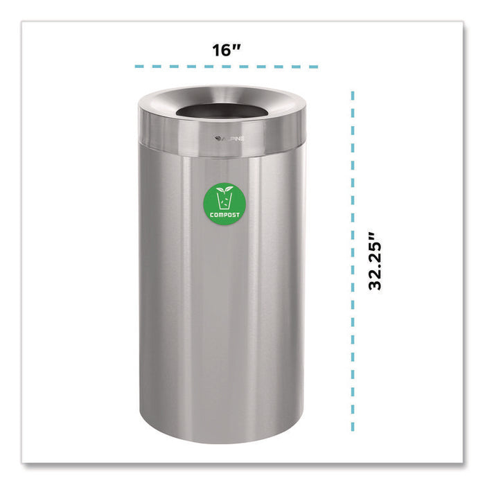 27 Gallon Stainless Steel Compost Can, Brushed Stainless Steel