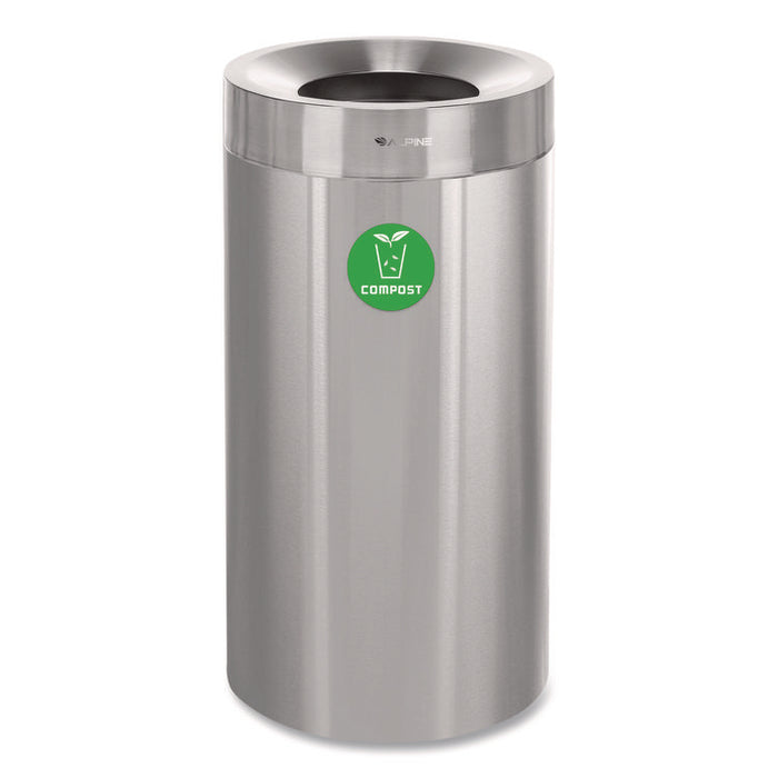 27 Gallon Stainless Steel Compost Can, Brushed Stainless Steel