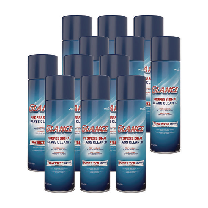 Glance Powerized Glass and Surface Cleaner, 19 oz Aerosol Spray, 12/Carton