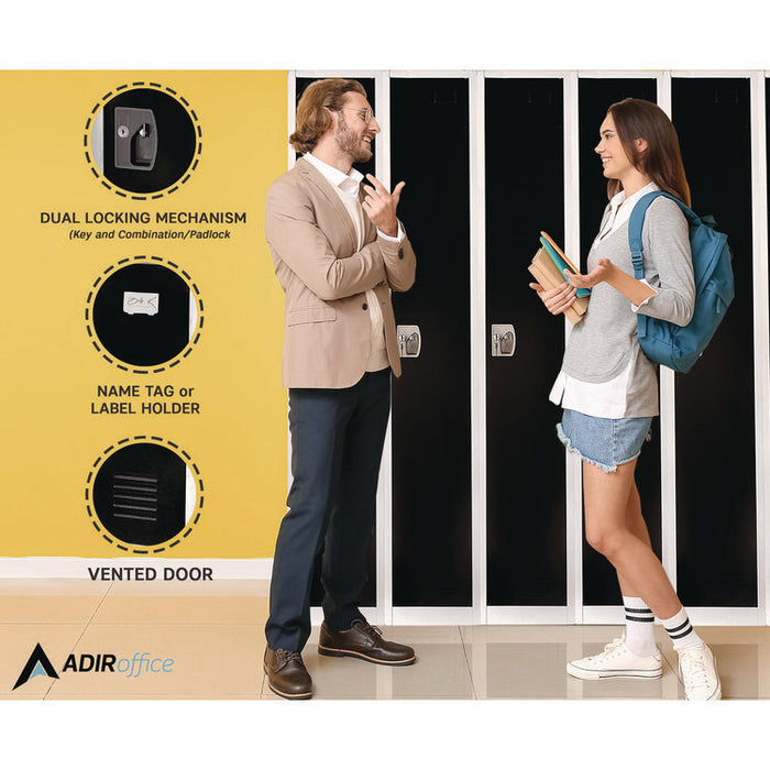Steel Storage Locker, 1 Compartment, 12 x 12 x 72, Black