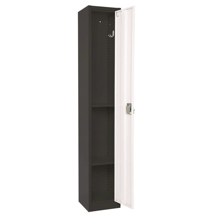 Steel Storage Locker, 1 Compartment, 12 x 12 x 72, Black Body/White Doors