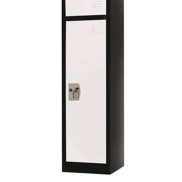 Steel Storage Locker, 1 Compartment, 12 x 12 x 72, Black Body/White Doors