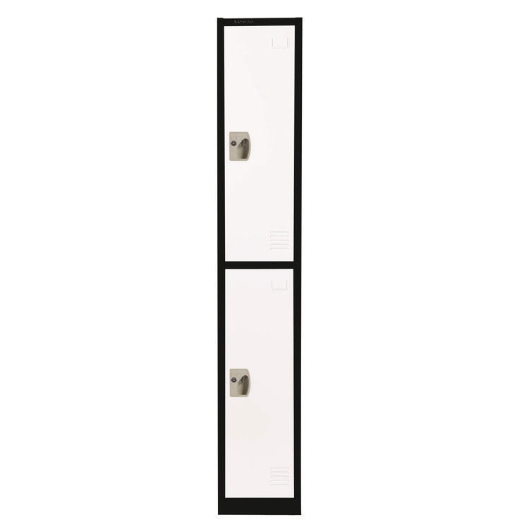 Steel Storage Locker, 2 Compartment, 12 x 12 x 72, Black Body/White ...